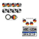 Kit Parafuso Placa Bico Pneu Roda Cromado Emblema Alemanha