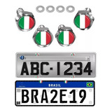 Kit Parafusos Da Placa Metal Cromado Emblema Resinado Italia
