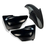 Kit Paralama Dianteiro Tampa Lateral Preto Suzuki Yes 125