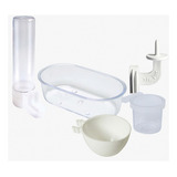 Kit Pássaros Pequenos Malha Fina Bebedouro Banheira Porta Ovo Porta Vitamina E Porta Frutas Universal