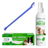 Kit Pasta De Dente Pet Spray Bucal Escova Dental Dupla