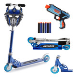 Kit Patinete Infantil 2 Rodas Ajustável 40kg Máscara Robo