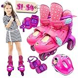 Kit Patins Infantil 4 Rodas Feminino Menina 4 Em 1 Triline Conjunto De Proteção Capacete Cotoveleira Joelheira Princesa Roxo P31 34 