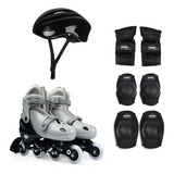 Kit Patins Roller Infantil E Proteção C Capacete Joelheira