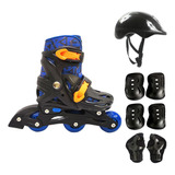 Kit Patins Roller Infantil Masculino 3 Rodas Rollerblade