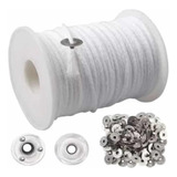 Kit Pavio 100 Algodão Diâmetro 2mm Com 5 Metros 50 Ilhós