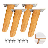 Kit Pé Palito Pesado 15cm Base Metal Madeira Angelim 4un