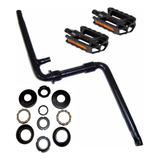 Kit Pédivela Jogo Centro Pedal Bike Aro 24 26 Mtb Barra Fo