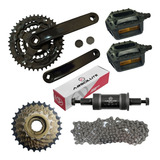 Kit Pedivela Mov Central Catraca Pedal Corrente Mtb