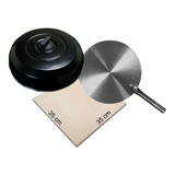 Kit Pedra Refratária 35x35 Pá abafador Preto Mod Hamburguer
