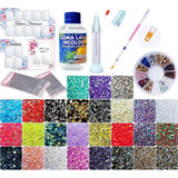 Kit Pedrarias Caviar Joias De Unhas Cartões E Goma Laca