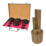 Kit Pedras Quentes Maleta Aquecedora Kit Bambu Com Suporte