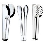 Kit Pegador 3 Peças Universal Massa E Salada Com 20cm Inox