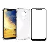 Kit Pelicula Capa Capinha Case Para Motorola Moto G7 Play Cor Transparente