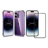 Kit Pelicula De Vidro Case Transparente iPhone 15 Pro