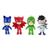 Kit Pelúcias Pj Masks Corujita Lagartixo Menino Gato E Romeu