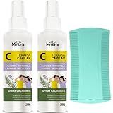 Kit Pente Fino E 2 Spray Capilar Combate Piolhos E Lêndeas Creme De Pentear Sem Enxague Condicionador 120ml