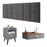 Kit Penteadeira Gloss Mesa Estilo Cabeceira Bia Quarto Casal Cor Cinza Freijó Cinza Suede