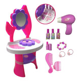 Kit Penteadeira Infantil Acessórios Beleza Secador Espelho