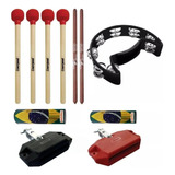 Kit Percussão Liverpool Pandeiro Blocos Sonoros Ganzás