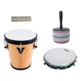 Kit Percussão Md  Timba 35cm X 10pol   Pandeiro   Afuchê  