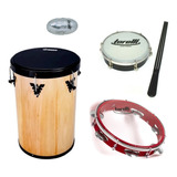 Kit Percussão Samba Rebolo Pandeiro Tamborim E Ganza