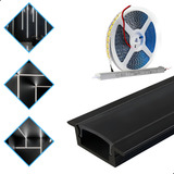 Kit Perfil De Led Embutir 24mm All Black Fita Led Fonte
