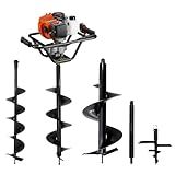 Kit Perfurador De Solo Trado Motorizado Tekna Ea52xs Á Gasolina 2t 52cc 2 5hp Com 4 Brocas Extras Extensor Alongador De 50cm