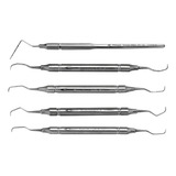 Kit Periodontia Com 4 Cureta Gracey 1 Sonda Milimetrada
