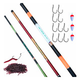 Kit Pesca 3 Varas Telesc 1 80m 3 00m 4 50 Metros acessórios