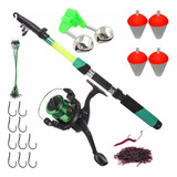 Kit Pesca Barato 1 Varas + 1 Molinetes + Aessórios Promoção