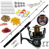 Kit Pesca Barato Vara Molinete Alumínio 6000 E Acessórios