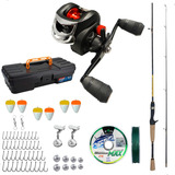 Kit Pesca Carretilha 3 Rol Vara Carbono 1 68m Acessórios