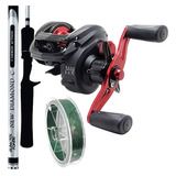 Kit Pesca Carretilha Montana 10000 Vara Carbono 1 68mt 12lb