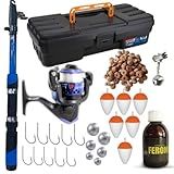 Kit Pesca Completo Com Maleta Vara Molinete Anzol Boia Chumbada Guizo Isca Furadinha E Feromonio