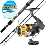 Kit Pesca Completo Shimano Original Vara Molinete Linha