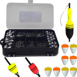Kit Pesca Esportiva Estojo Boias Chumbadas E Anzol