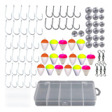 Kit Pesca Estojo Anzol Girador Chumbo Boias Completo Itens