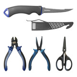 Kit Pesca Faca Alicate Corte Bico Tesoura Inox Acessório Bom
