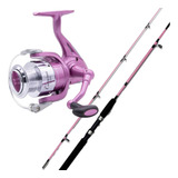 Kit Pesca Molinete Carina Rosa Leve Vara Ottoni Mulan 1 80