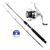 Kit Pesca Molinete Marine Sports Arena 4000 Vara Linha