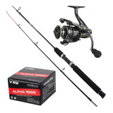 Kit Pesca Vara 1 65 Metros 30lb Com Molinete 13 Rolamentos Cor Preto