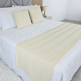Kit Peseira Cama Casal King Trico Manta 2 Capas Almofadas