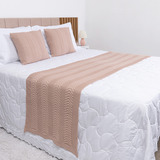 Kit Peseira Cama Casal Queen Trico Manta 2 Capas Almofadas