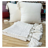 Kit Peseira De Cama Sofá 50x200 2 Capas De Almofada Cor Cru