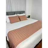 Kit Peseira Decorativa Tricot Trança Cama King 2 Capas