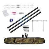 Kit Pesqueiro Estojo C 3 Varas Telescópicas 4 Metros