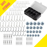 Kit Pesqueiro Organizadora Anzóis Chumbo Girador 241 Itens