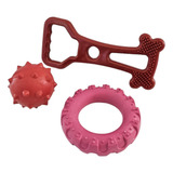 Kit Pet Bola Maciça Cravo Pneu Puxador Cães Médio Grande