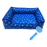 Kit Pet Cama Grande Lavável Estampada Com Escova Tira Pelos